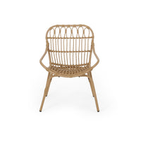 Hexy Outdoor Accent Chair Set of 2, Boho Style Faux Rattan Woven Brown - BM324220