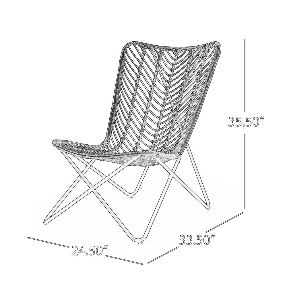 Hexy Outdoor Accent Chair Set of 2, Boho Style Faux Rattan Woven Brown - BM324220