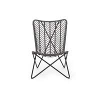 Lymi Outdoor Accent Chair Set of 2, Rattan Woven, Gray Geometric Base - BM324223