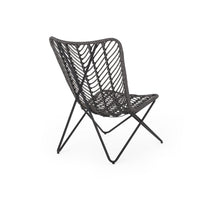 Lymi Outdoor Accent Chair Set of 2, Rattan Woven, Gray Geometric Base - BM324223