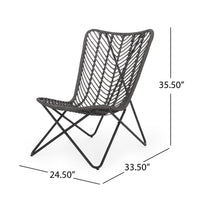 Lymi Outdoor Accent Chair Set of 2, Rattan Woven, Gray Geometric Base - BM324223