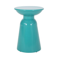 Mio Patio Side End Table Set of 2, Teal Blue Iron Flared Pedestal Base - BM324226