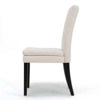 Moi Dining Chair Set of 2, Parsons Tufted Beige Fabric, Black Legs - BM324238