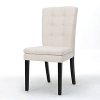 Moi Dining Chair Set of 2, Parsons Tufted Beige Fabric, Black Legs - BM324238