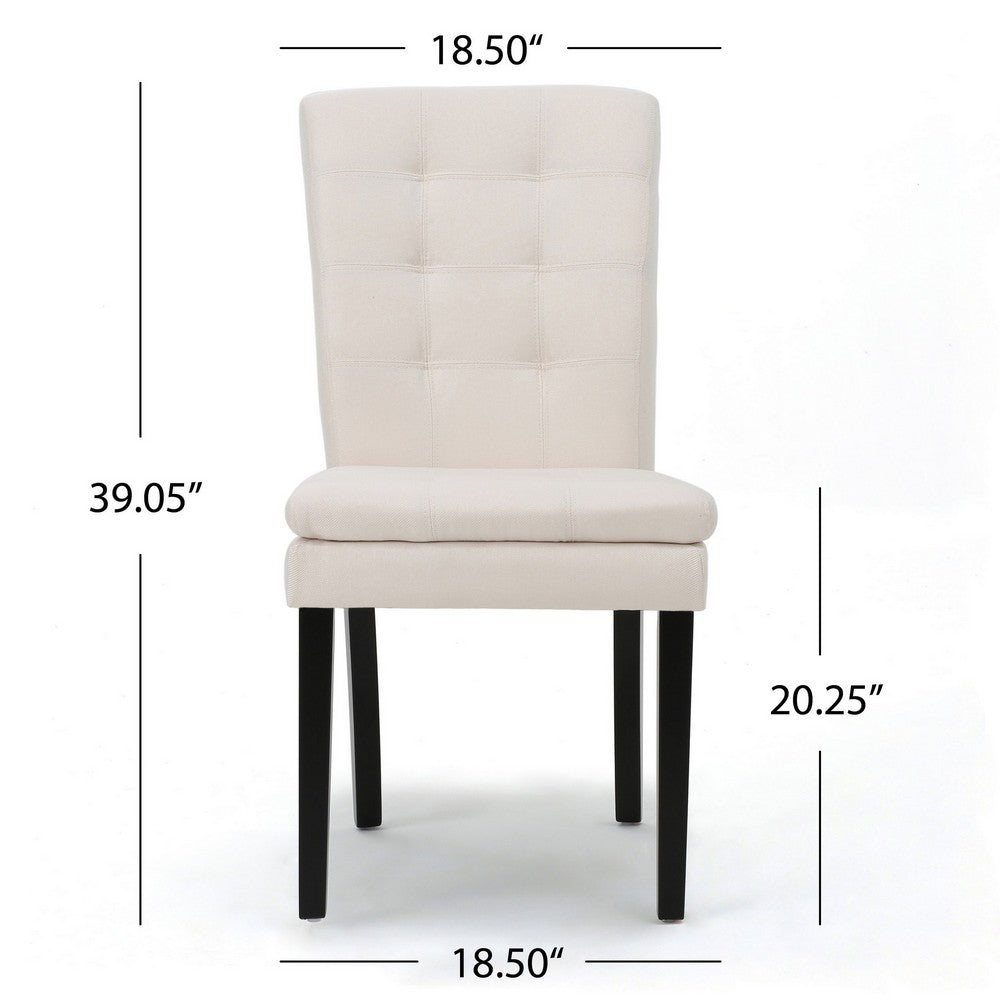 Moi Dining Chair Set of 2, Parsons Tufted Beige Fabric, Black Legs - BM324238