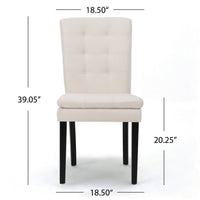 Moi Dining Chair Set of 2, Parsons Tufted Beige Fabric, Black Legs - BM324238