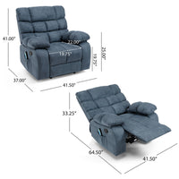 Zoi Power Recliner Chair, 5 Massage Modes, Pillow Tufted Gray Fabric - BM324239