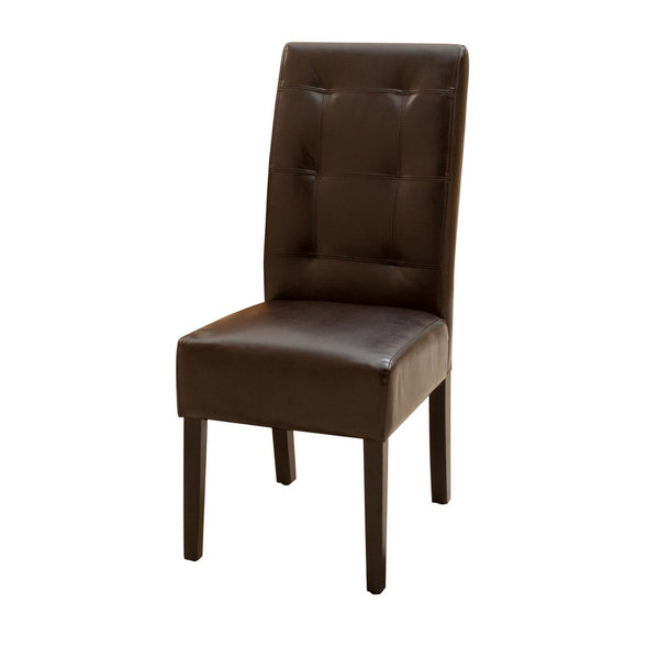Kea Dining Parsons Chair Set of 2, Curved, Rich Brown Bonded Leather - BM324250