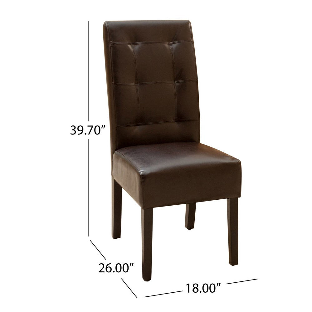 Kea Dining Parsons Chair Set of 2, Curved, Rich Brown Bonded Leather - BM324250