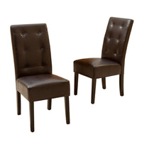 Kea Dining Parsons Chair Set of 2, Curved, Rich Brown Bonded Leather - BM324250