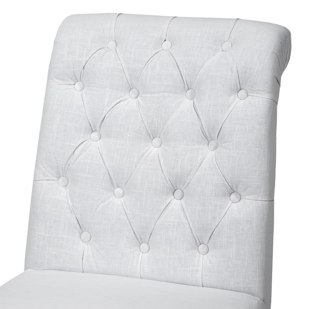 Feni Dining Parsons Chair Set of 2, Tufted Rolled, Off White Linen  - BM324251