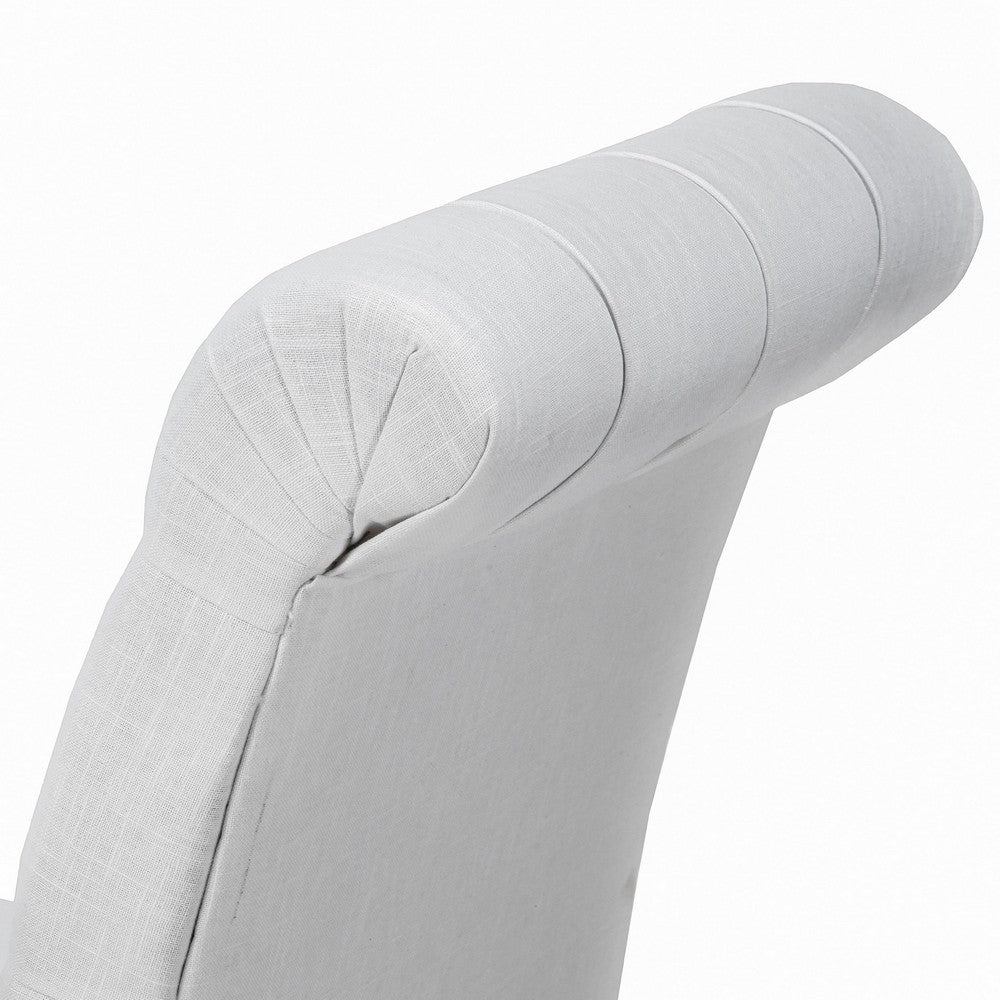 Feni Dining Parsons Chair Set of 2, Tufted Rolled, Off White Linen  - BM324251