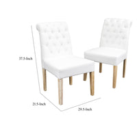 Feni Dining Parsons Chair Set of 2, Tufted Rolled, Off White Linen  - BM324251