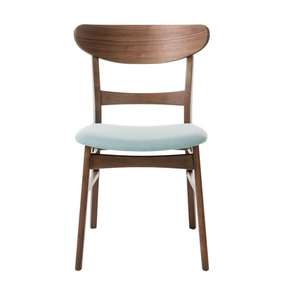 Cole Dining Side Chair Set of 2, Open Curved Back, Mint Green, Brown - BM324255