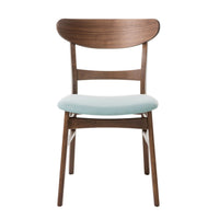 Cole Dining Side Chair Set of 2, Open Curved Back, Mint Green, Brown - BM324255