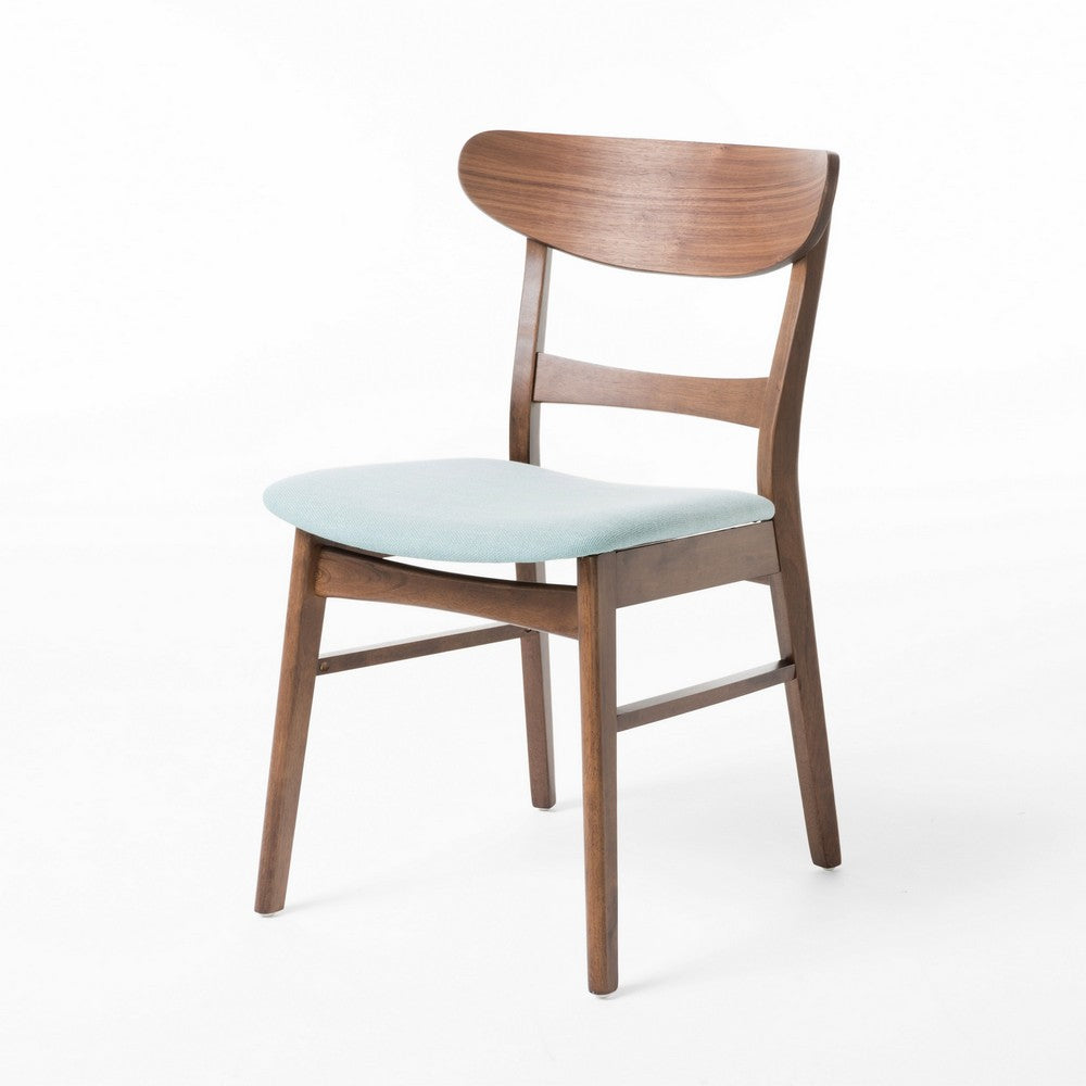 Cole Dining Side Chair Set of 2, Open Curved Back, Mint Green, Brown - BM324255