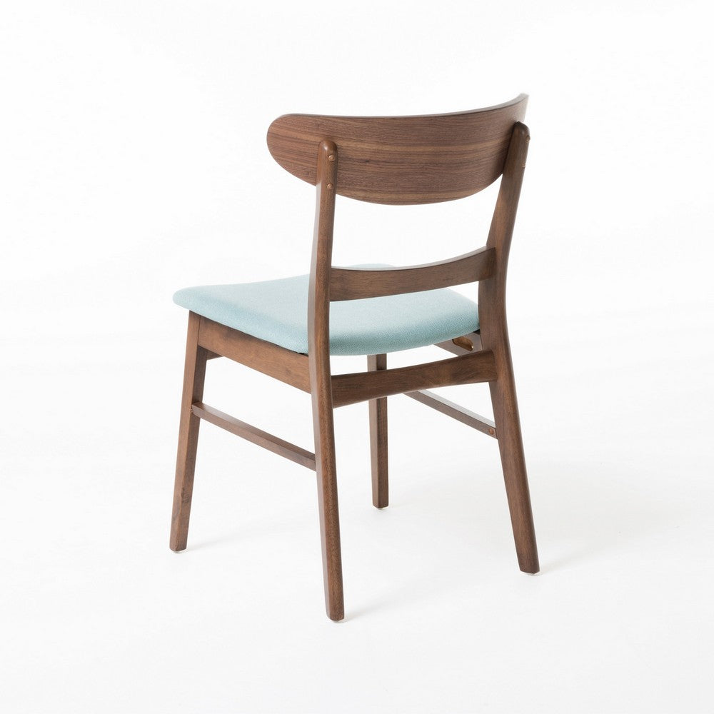 Cole Dining Side Chair Set of 2, Open Curved Back, Mint Green, Brown - BM324255