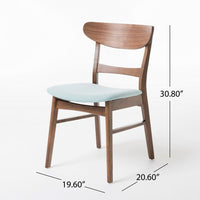 Cole Dining Side Chair Set of 2, Open Curved Back, Mint Green, Brown - BM324255