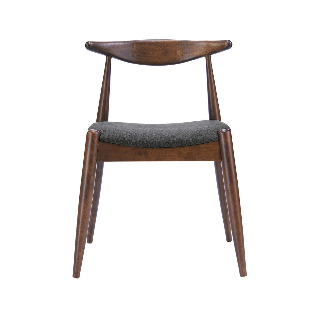 Syma Dining Side Chair Set of 2, Open Curved Back, Brown, Gray Seat - BM324256