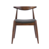 Syma Dining Side Chair Set of 2, Open Curved Back, Brown, Gray Seat - BM324256