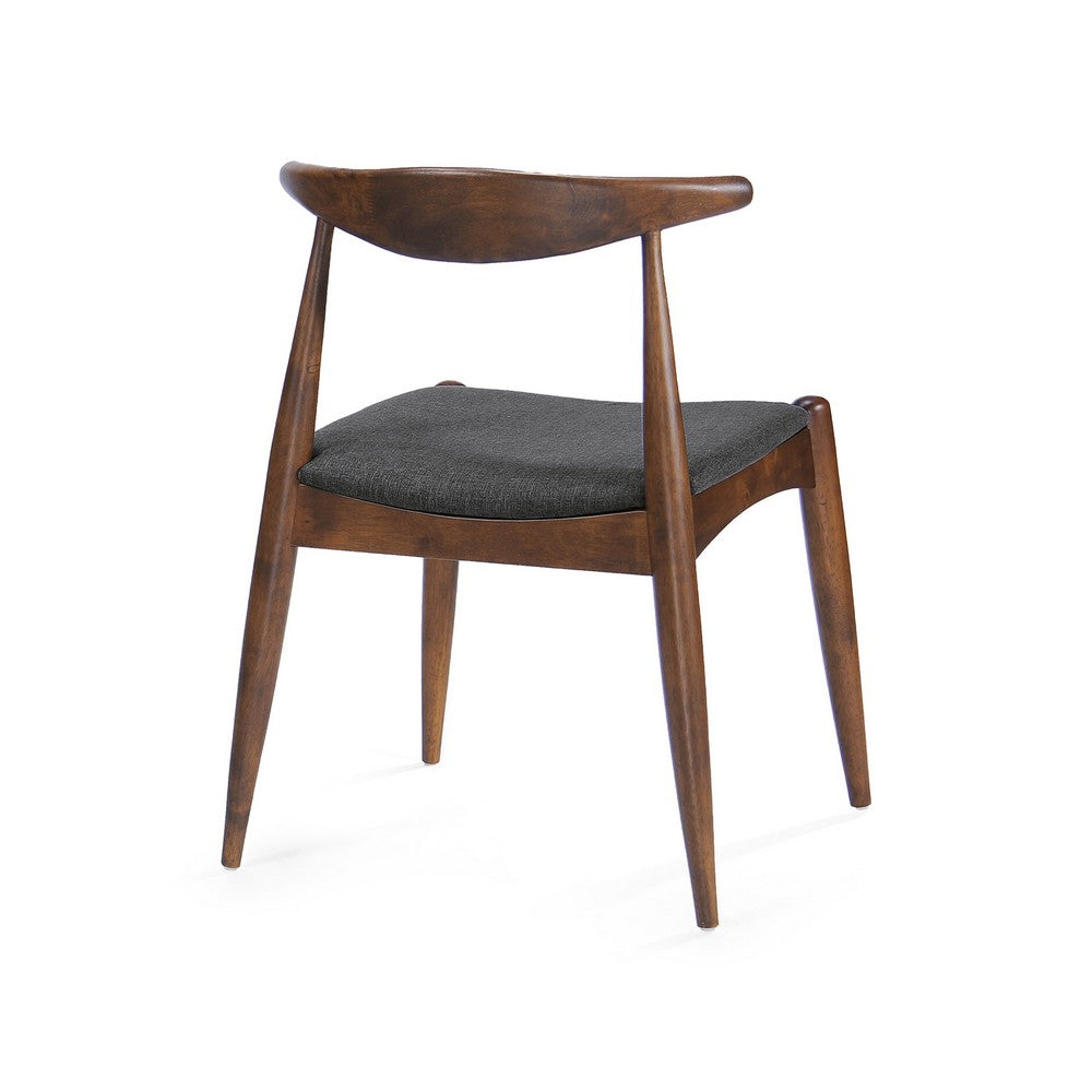 Syma Dining Side Chair Set of 2, Open Curved Back, Brown, Gray Seat - BM324256