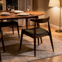 Syma Dining Side Chair Set of 2, Open Curved Back, Brown, Gray Seat - BM324256