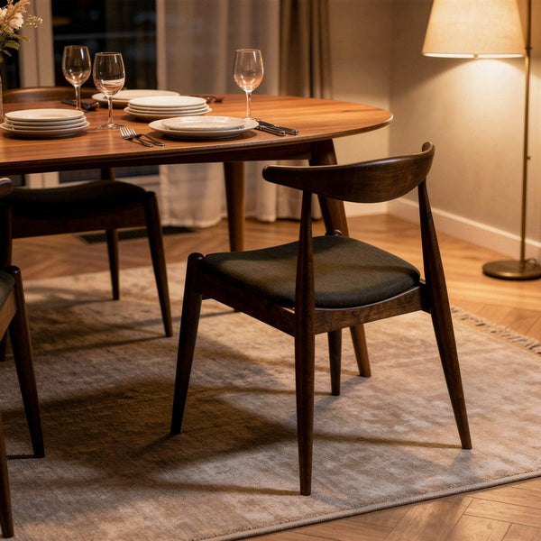 Syma Dining Side Chair Set of 2, Open Curved Back, Brown, Gray Seat - BM324256