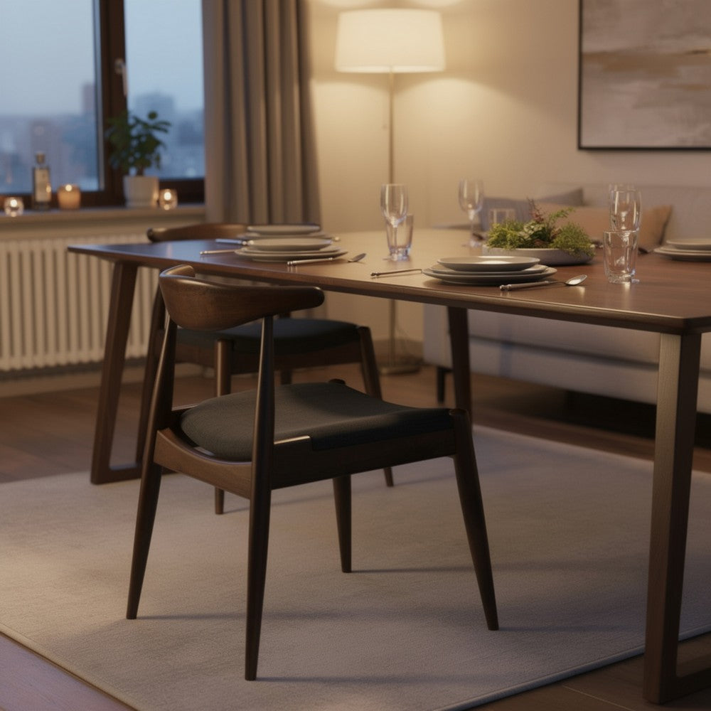 Syma Dining Side Chair Set of 2, Open Curved Back, Brown, Gray Seat - BM324256