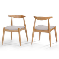 Syma Dining Side Chair Set of 2, Open Curved Back, Brown, Beige Seat - BM324257