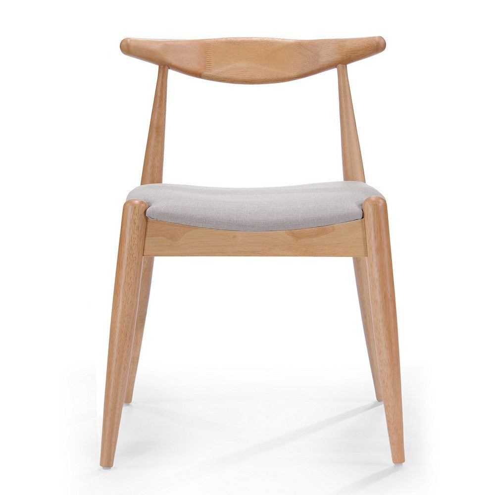 Syma Dining Side Chair Set of 2, Open Curved Back, Brown, Beige Seat - BM324257