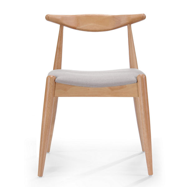 Syma Dining Side Chair Set of 2, Open Curved Back, Brown, Beige Seat - BM324257