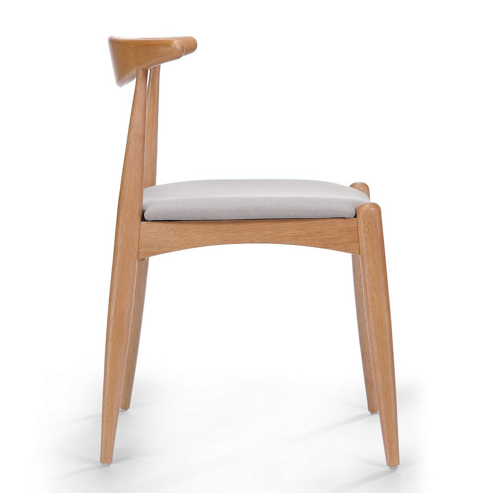 Syma Dining Side Chair Set of 2, Open Curved Back, Brown, Beige Seat - BM324257