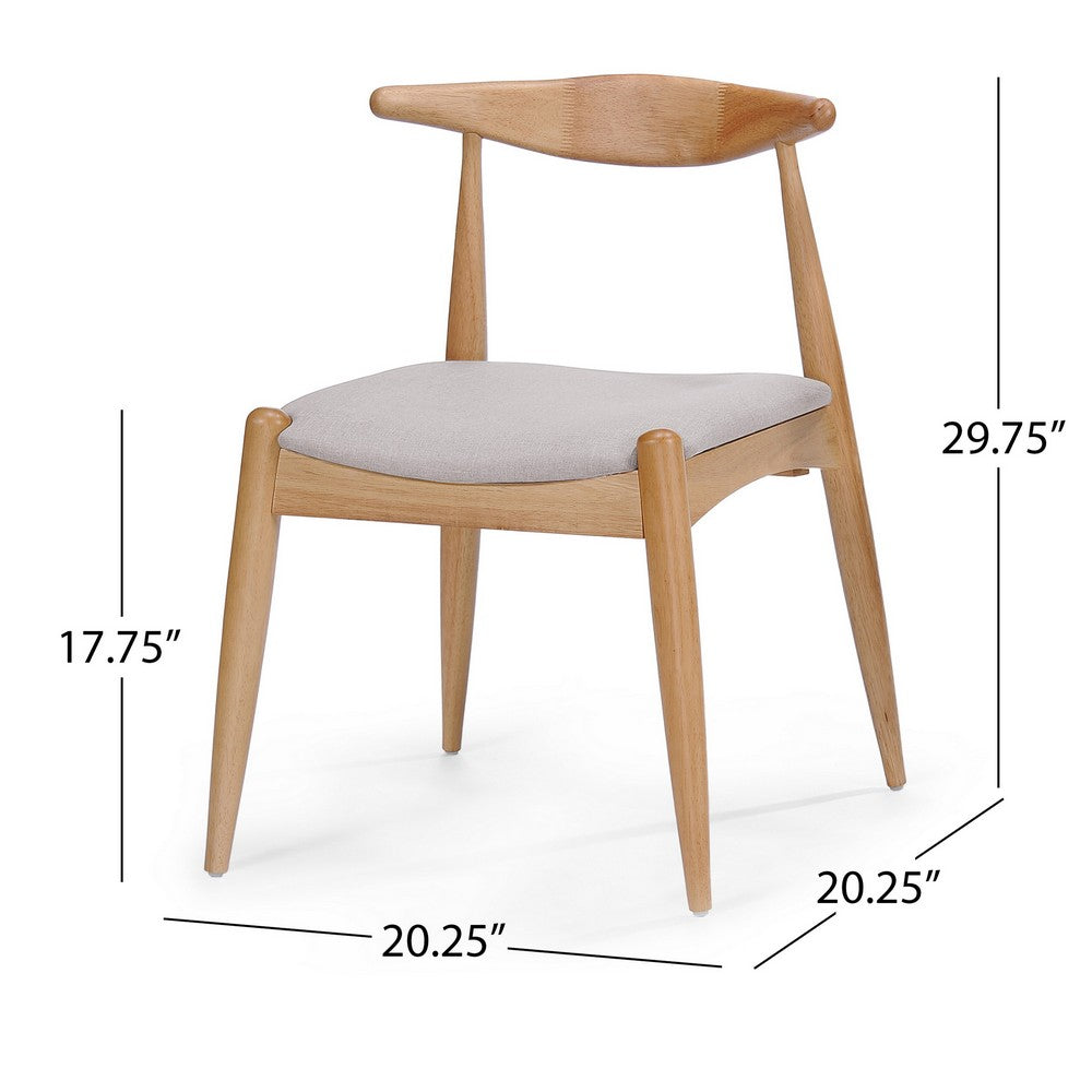 Syma Dining Side Chair Set of 2, Open Curved Back, Brown, Beige Seat - BM324257