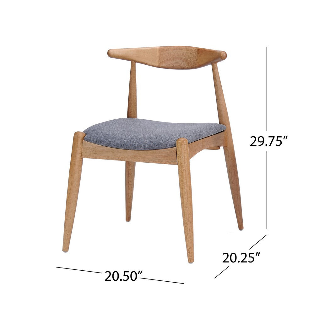 Syma Dining Side Chair Set of 2, Open Curved Back, Light Gray Seat - BM324258