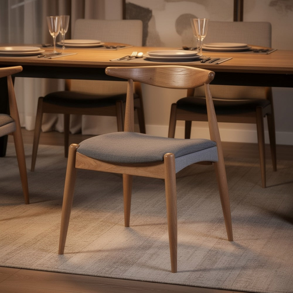 Syma Dining Side Chair Set of 2, Open Curved Back, Light Gray Seat - BM324258