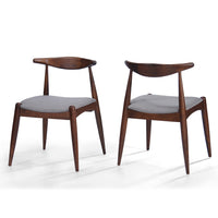 Syma Dining Side Chair Set of 2, Open Curved Back, Dark Brown Wood - BM324259