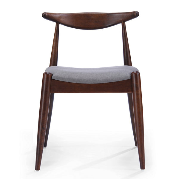 Syma Dining Side Chair Set of 2, Open Curved Back, Dark Brown Wood - BM324259