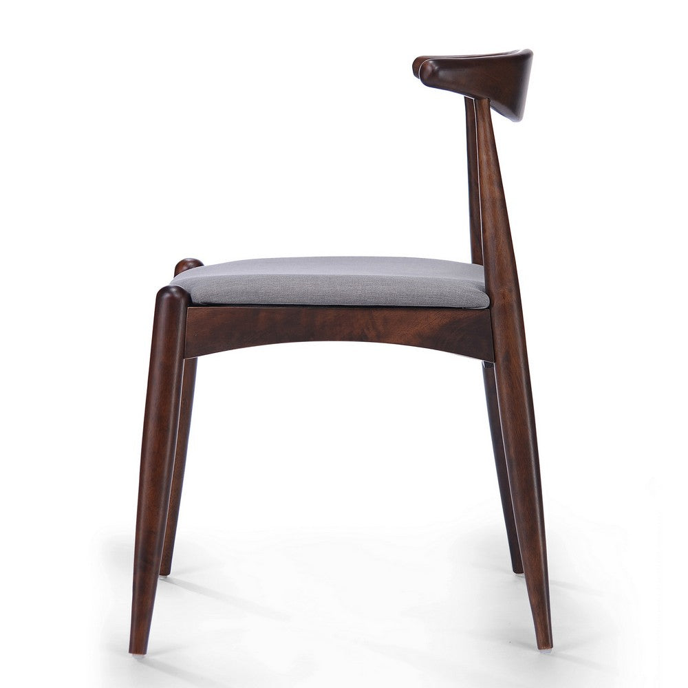Syma Dining Side Chair Set of 2, Open Curved Back, Dark Brown Wood - BM324259