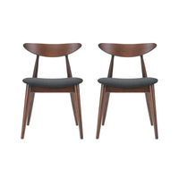 Hosa Dining Side Chair Set of 2, Open Curved Back, Dark Gray and Brown - BM324260