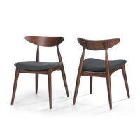 Hosa Dining Side Chair Set of 2, Open Curved Back, Dark Gray and Brown - BM324260