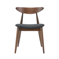 Hosa Dining Side Chair Set of 2, Open Curved Back, Dark Gray and Brown - BM324260