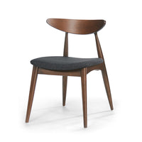 Hosa Dining Side Chair Set of 2, Open Curved Back, Dark Gray and Brown - BM324260