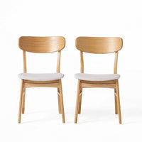 Mexy Dining Side Chair Set of 2, Open Curved, Light Beige, Brown Wood - BM324261