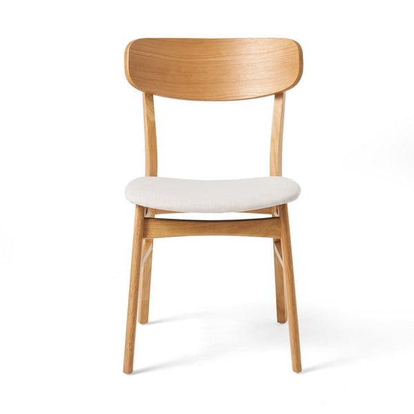 Mexy Dining Side Chair Set of 2, Open Curved, Light Beige, Brown Wood - BM324261
