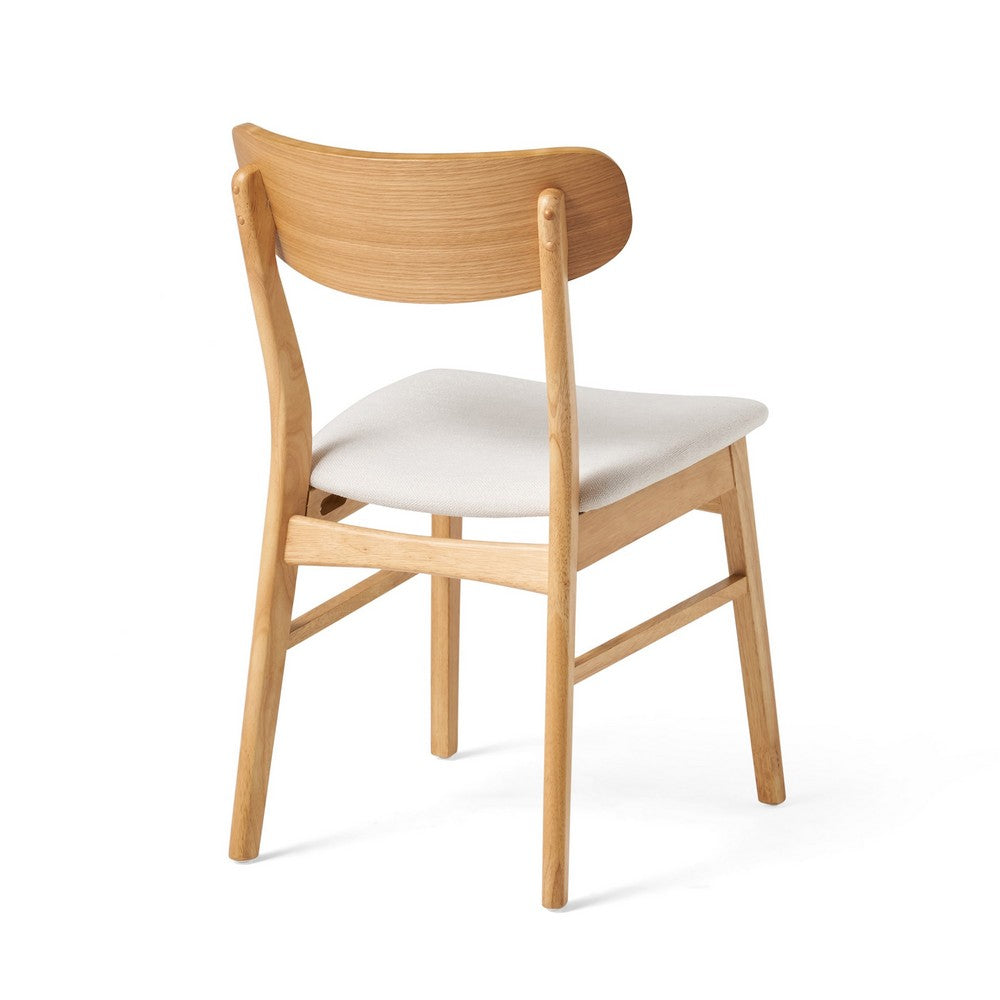 Mexy Dining Side Chair Set of 2, Open Curved, Light Beige, Brown Wood - BM324261