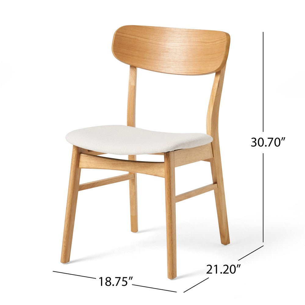 Mexy Dining Side Chair Set of 2, Open Curved, Light Beige, Brown Wood - BM324261