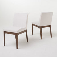 Jimi Dining Side Chair Set of 2, Light Beige Fabric, Brown Wood Legs - BM324263