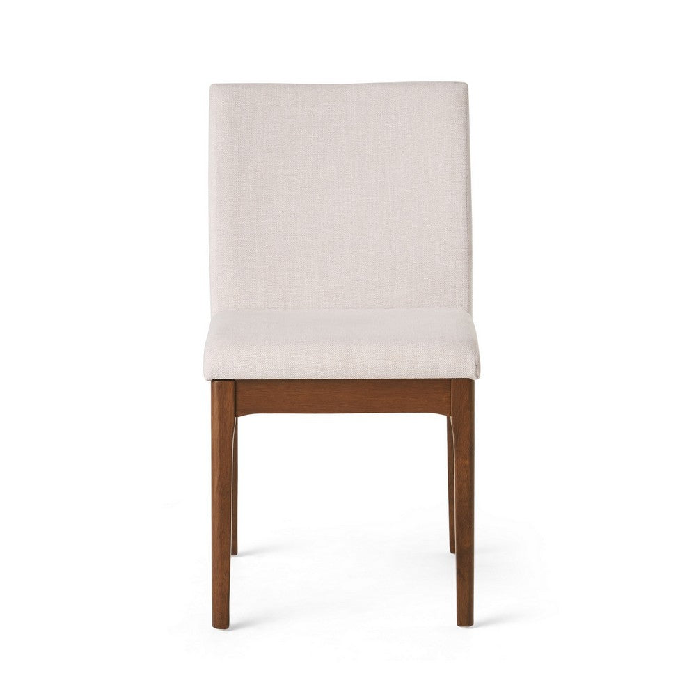 Jimi Dining Side Chair Set of 2, Light Beige Fabric, Brown Wood Legs - BM324263