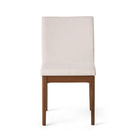 Jimi Dining Side Chair Set of 2, Light Beige Fabric, Brown Wood Legs - BM324263