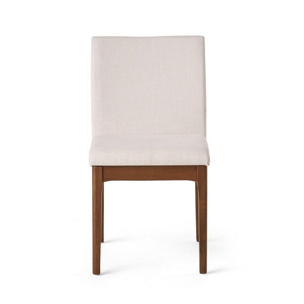Jimi Dining Side Chair Set of 2, Light Beige Fabric, Brown Wood Legs - BM324263
